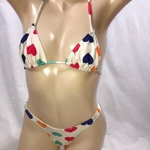 Zuliana Multi Heart Bikini Set. Made in USA. New With Tags.